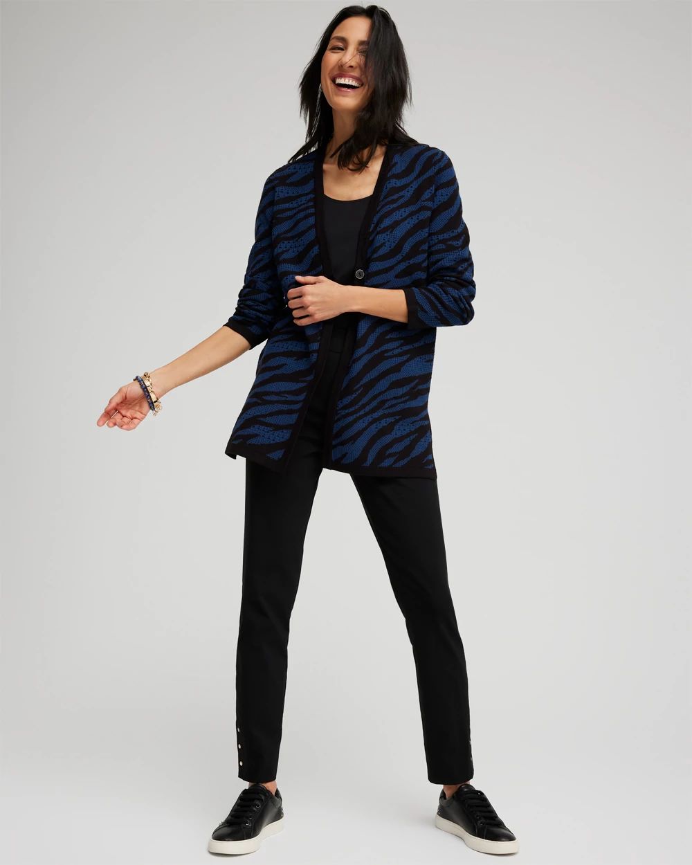 Double Knit Zebra Print Cardigan