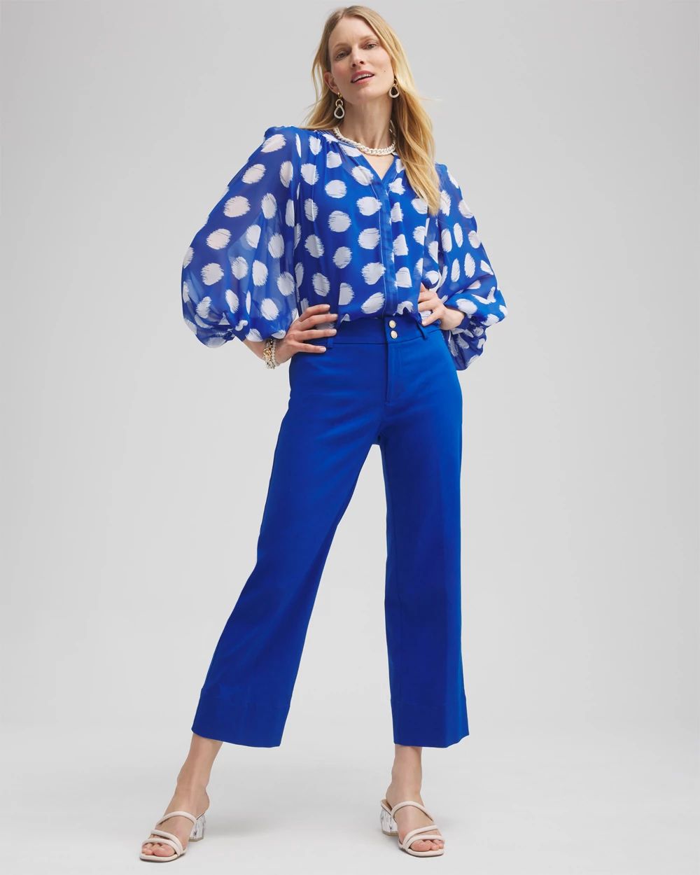 Trapunto Wide Leg Cropped Pants