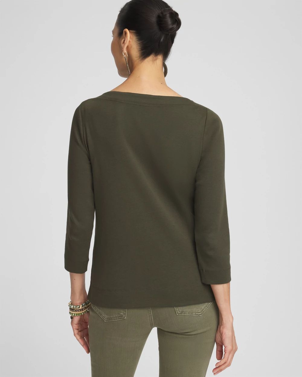 3/4 Sleeve Bateau Neck Tee