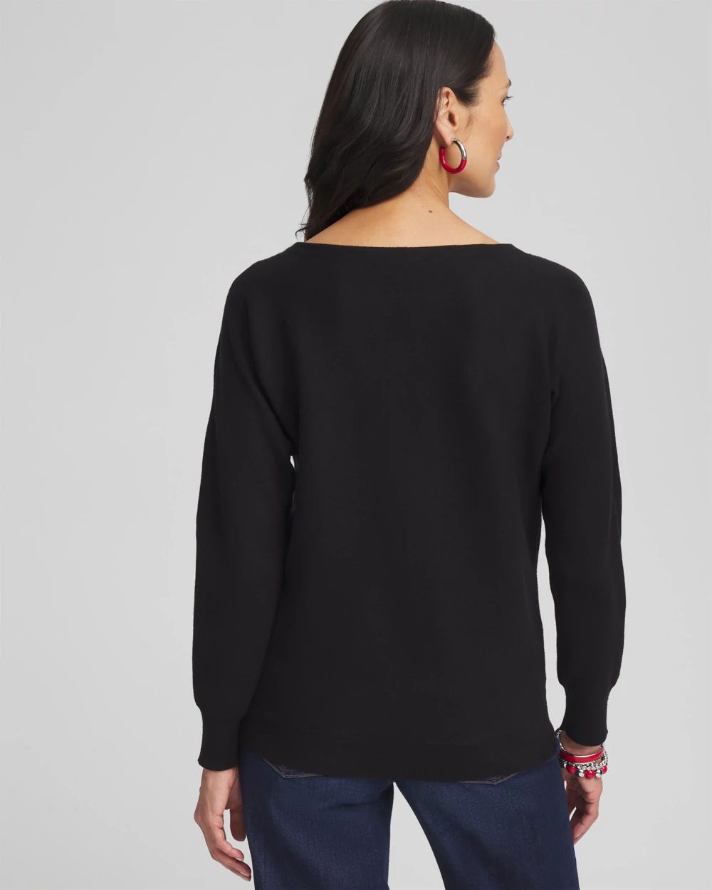Floral Sequin Dolman Sleeve Sweater