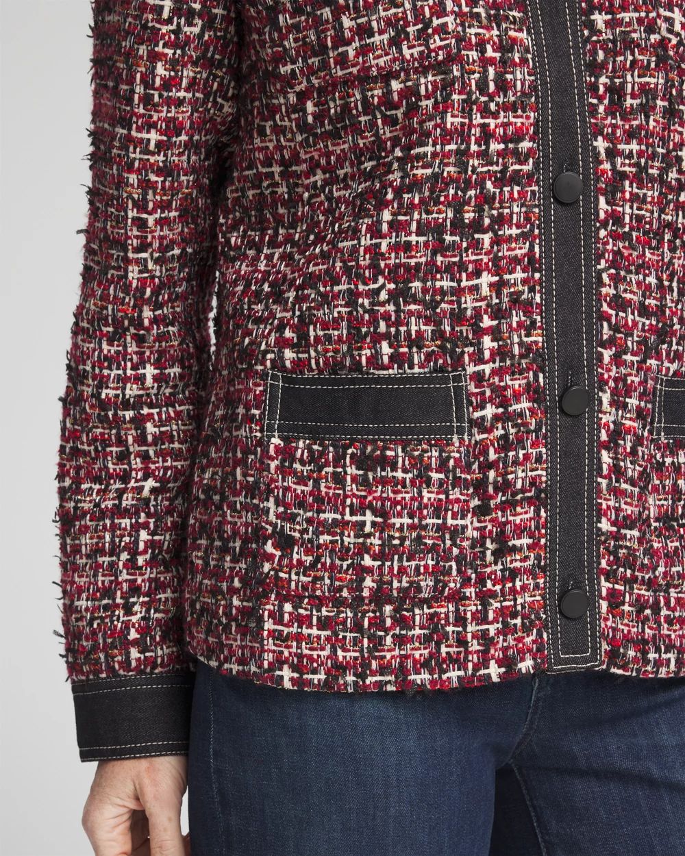Tweed & Denim Trim Jacket