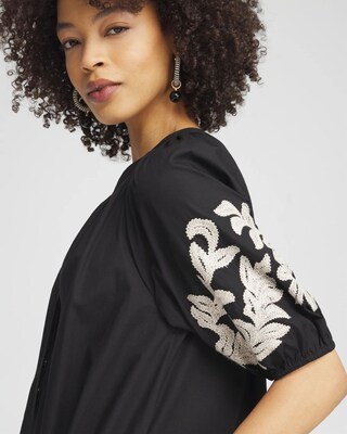 Poplin Embroidered Midi Dress