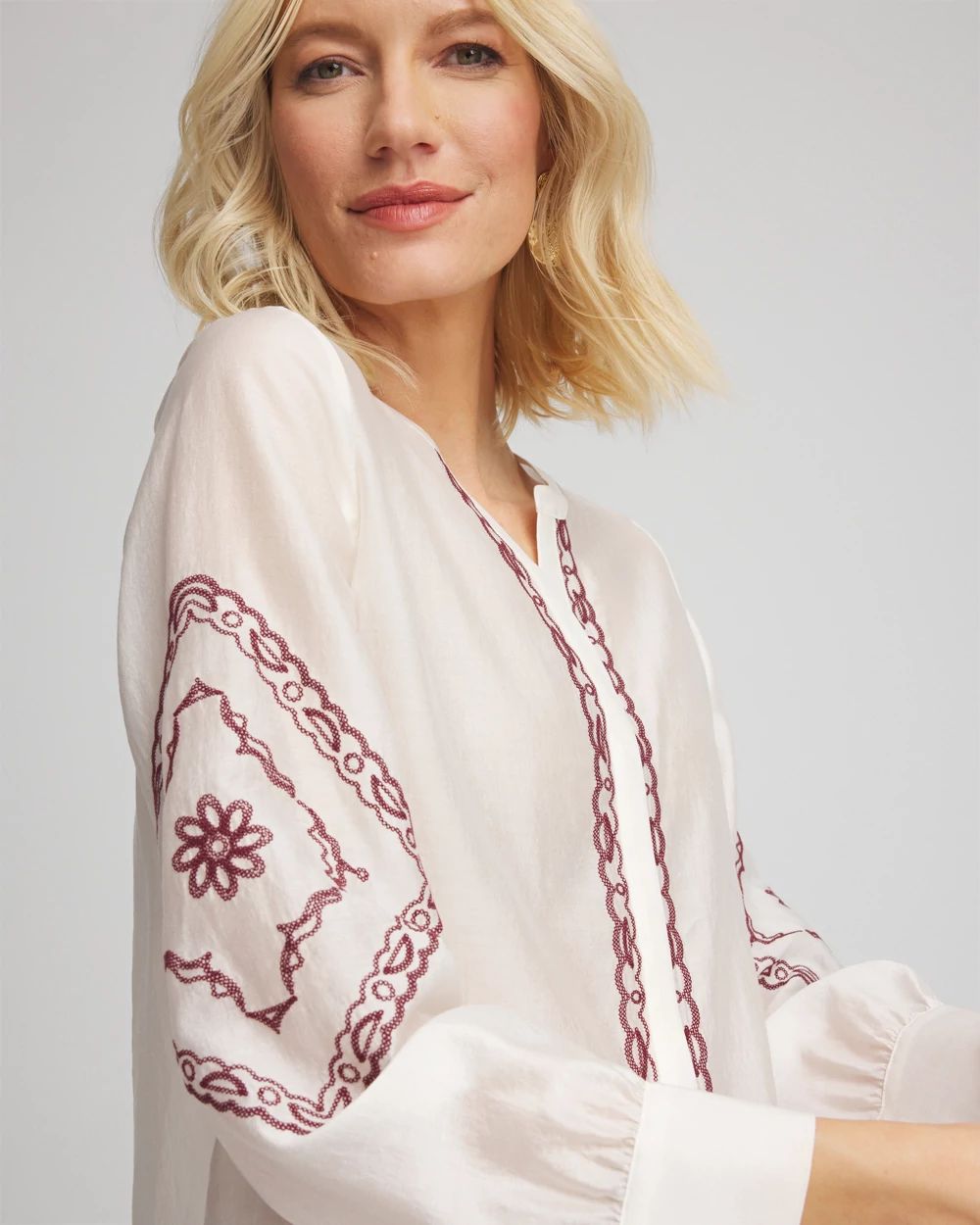 Tencel-Blend Embroidered Blouse