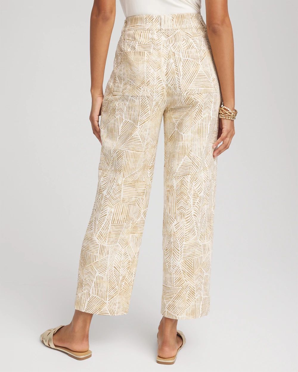 Printed Cropped Straight-Leg Pants