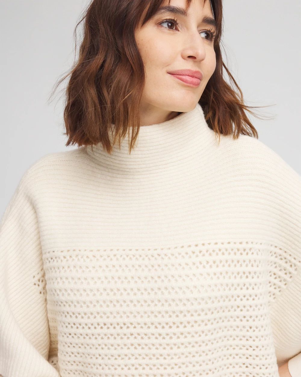 Mock Neck Dolman Sleeve Sweater Poncho