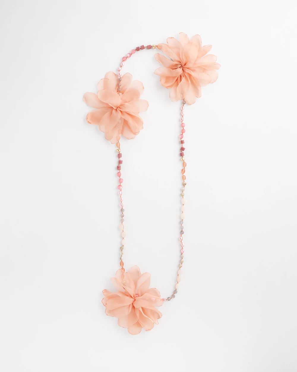 Pink Floral Aventurine Long Single Necklace