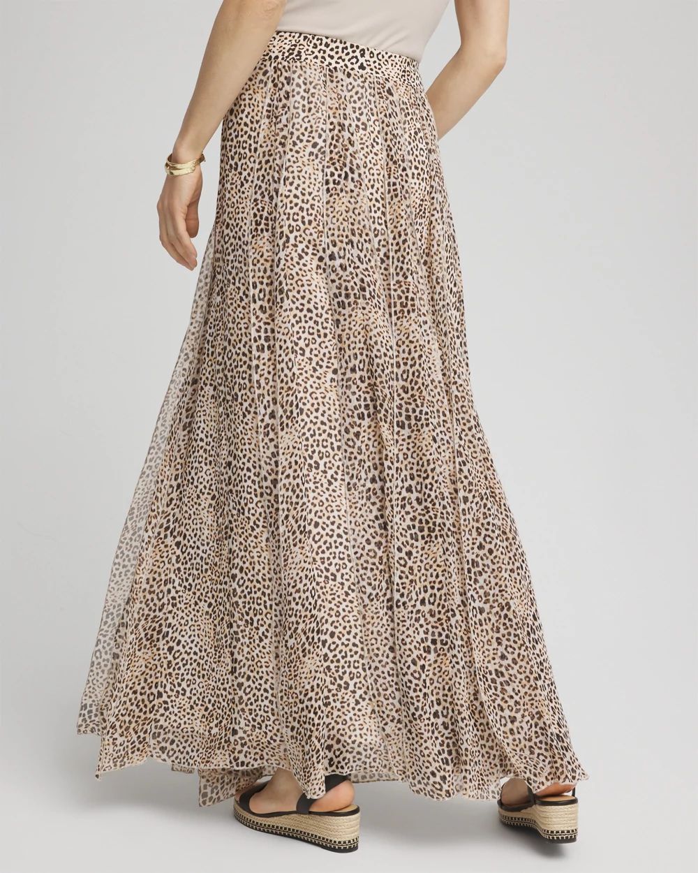 Animal Print Georgette Maxi Skirt