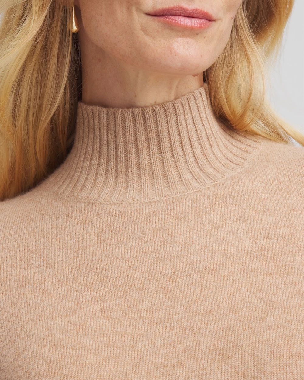Cashmere Elbow Sleeve Mock Neck Sweater