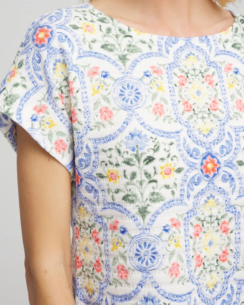 Modern Cap Sleeve Textured Tee