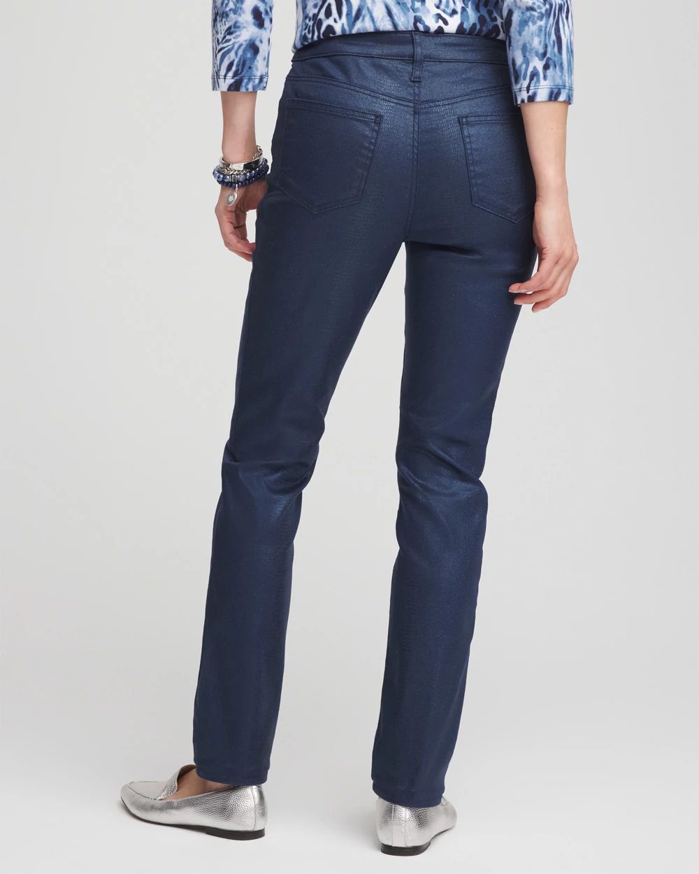 Girlfriend Coated Animal Print Jeans