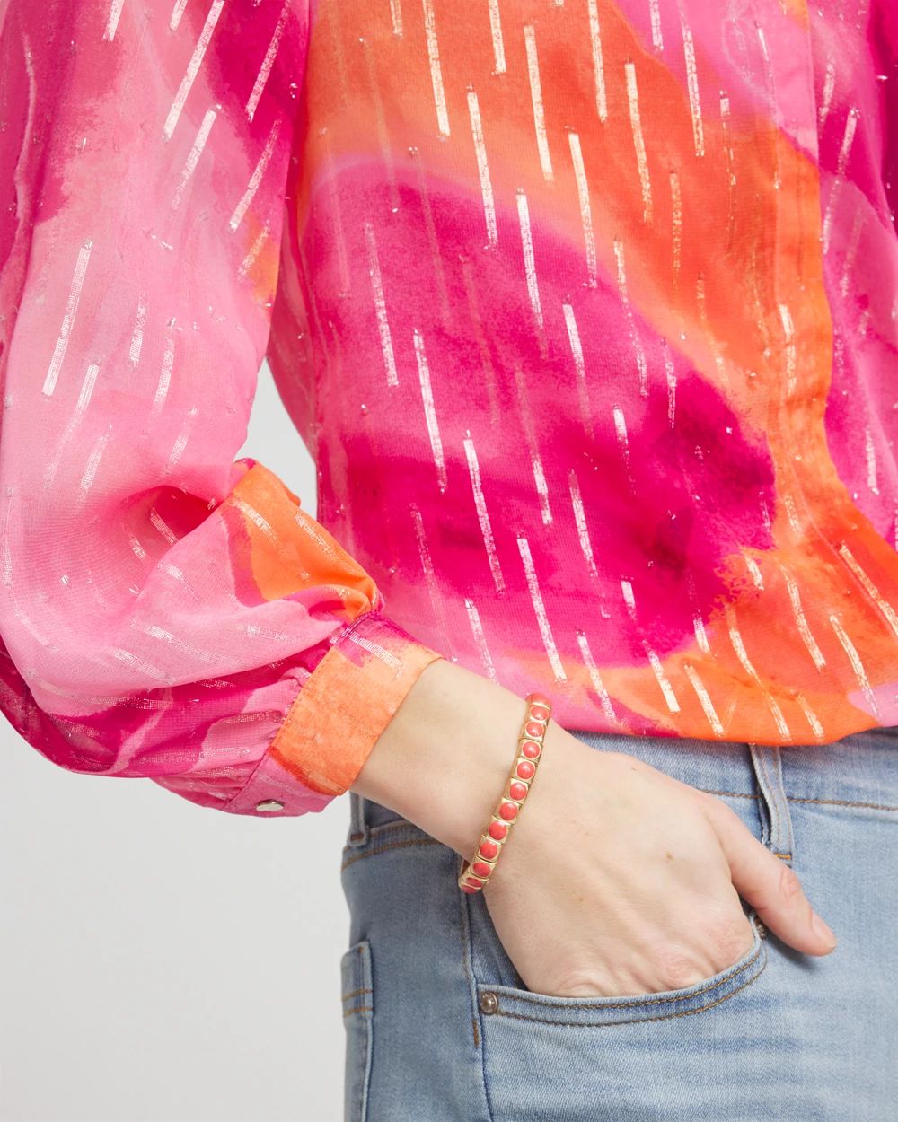 Bold Orange Goldtone Slip-On Bracelet