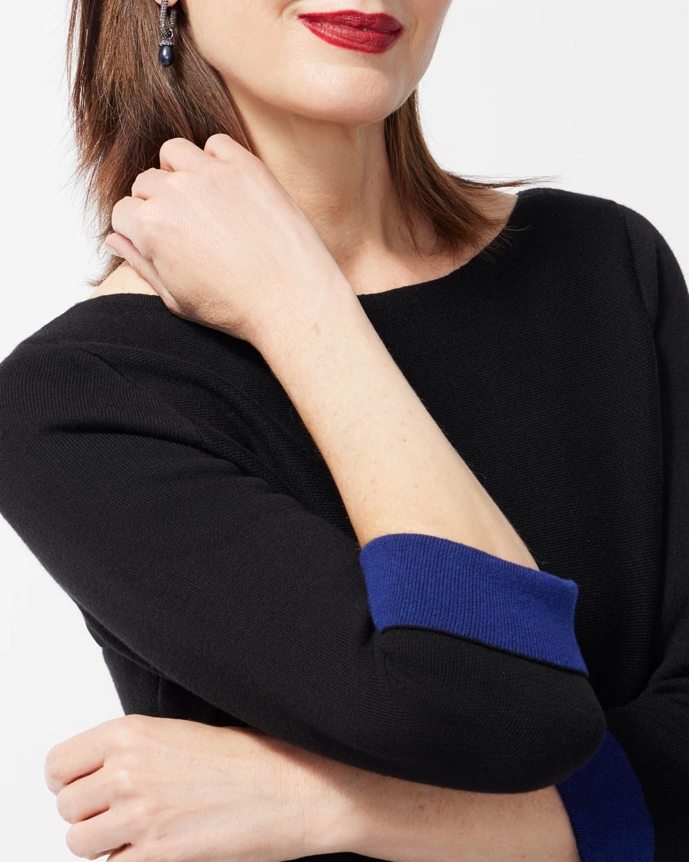 Black Double Knit Pullover Sweater