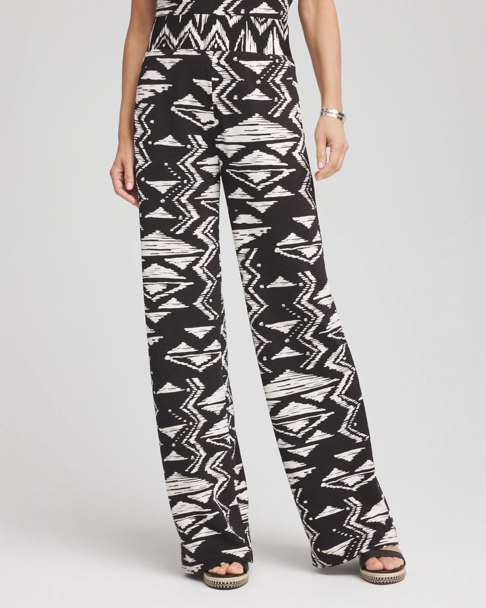 Petite Travelers™ Crinkled Knit Wide-Leg Pants