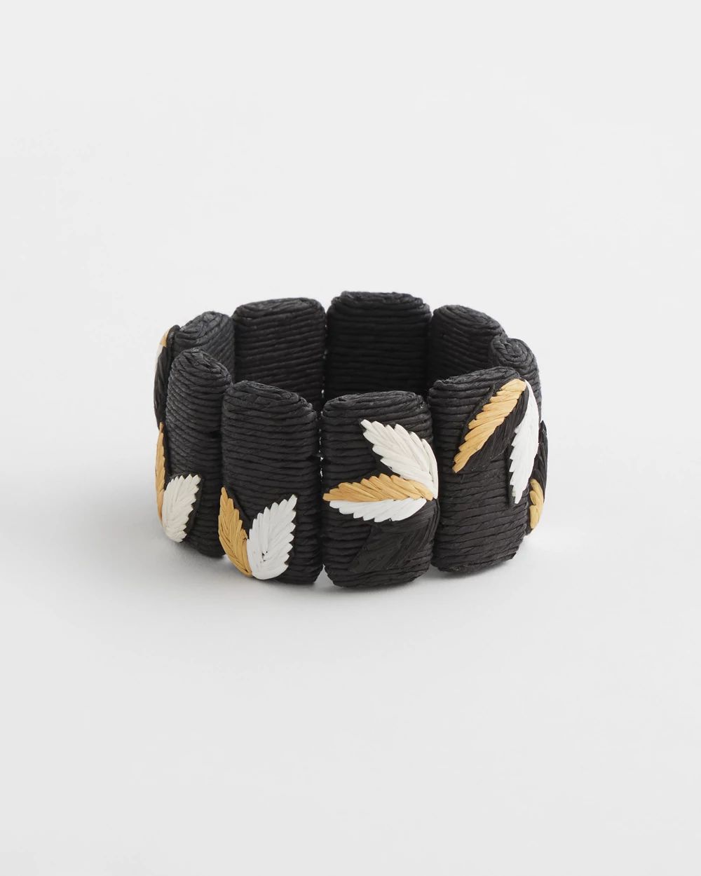 Embroidered Raffia Stretch Bracelet