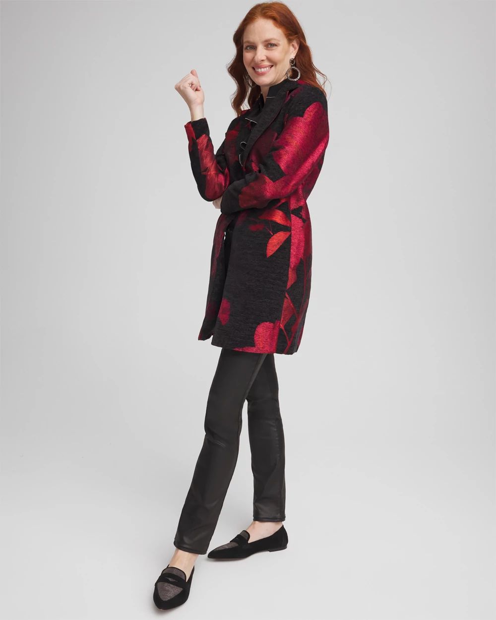 Red Floral Jacquard Topper