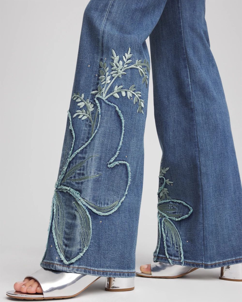 Applique Decorated Denim Jeans
