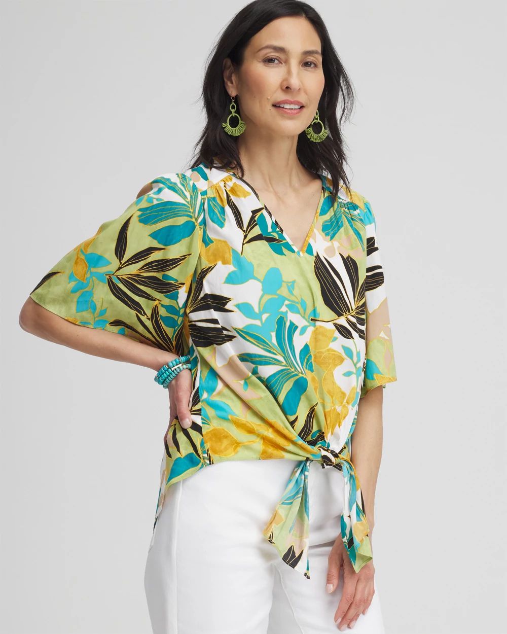 Flutter Sleeve Tie-Front Top