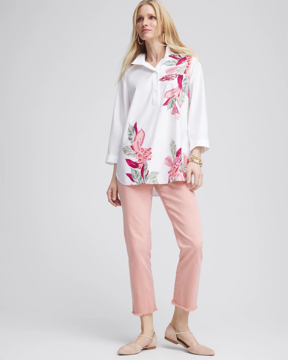 No Iron™ Floral Buttonback Tunic