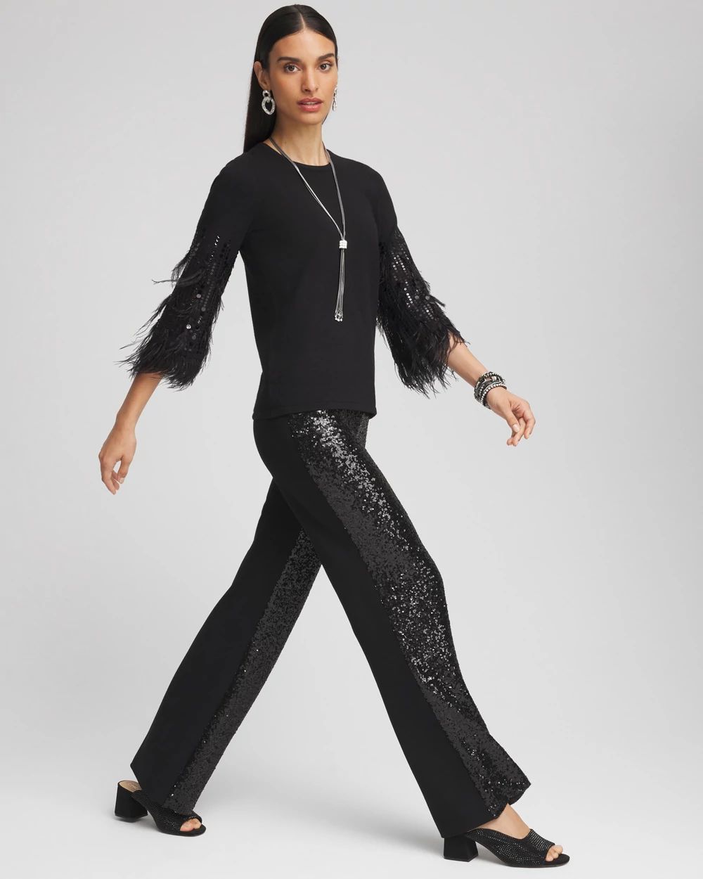 Petite Juliet Sequin Wide Leg Pant