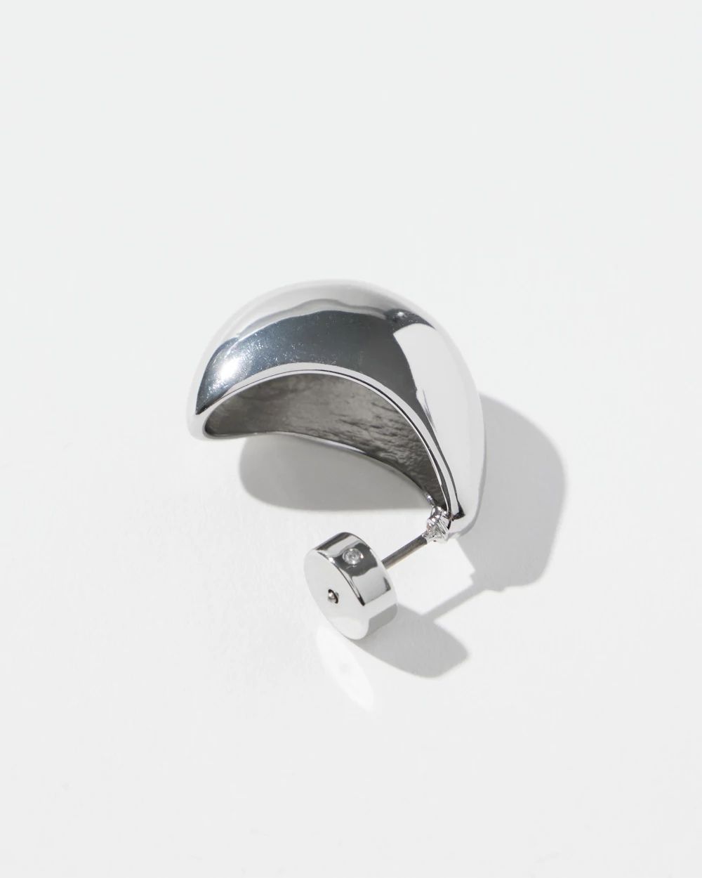 Silver Tone Huggie Hoops