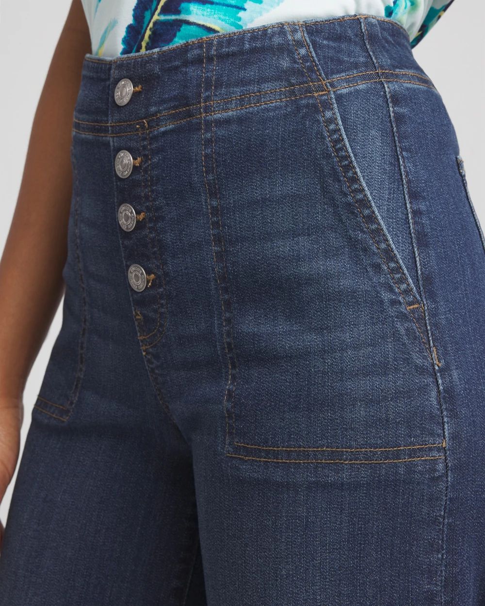 Pull-On Wide Capri Jeans