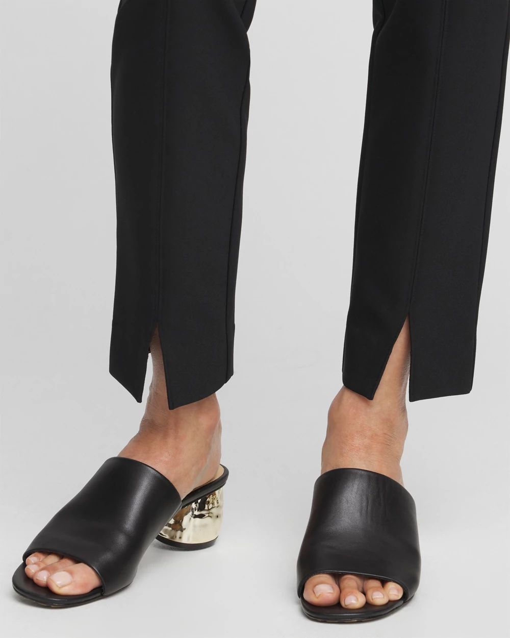 Bi-Stretch Front Seam Slit Ankle Pants