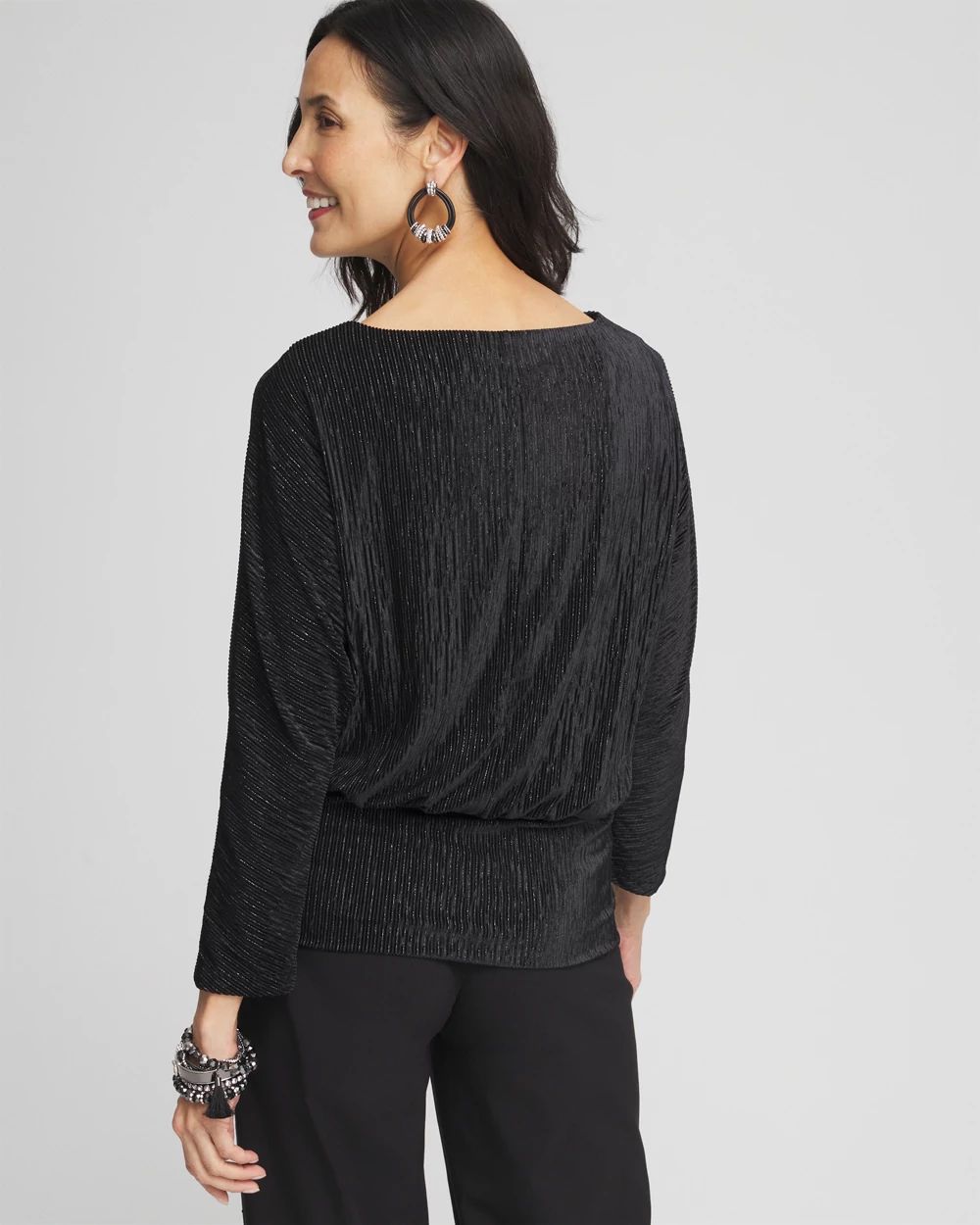 Crinkle Velvet Banded Hem Top