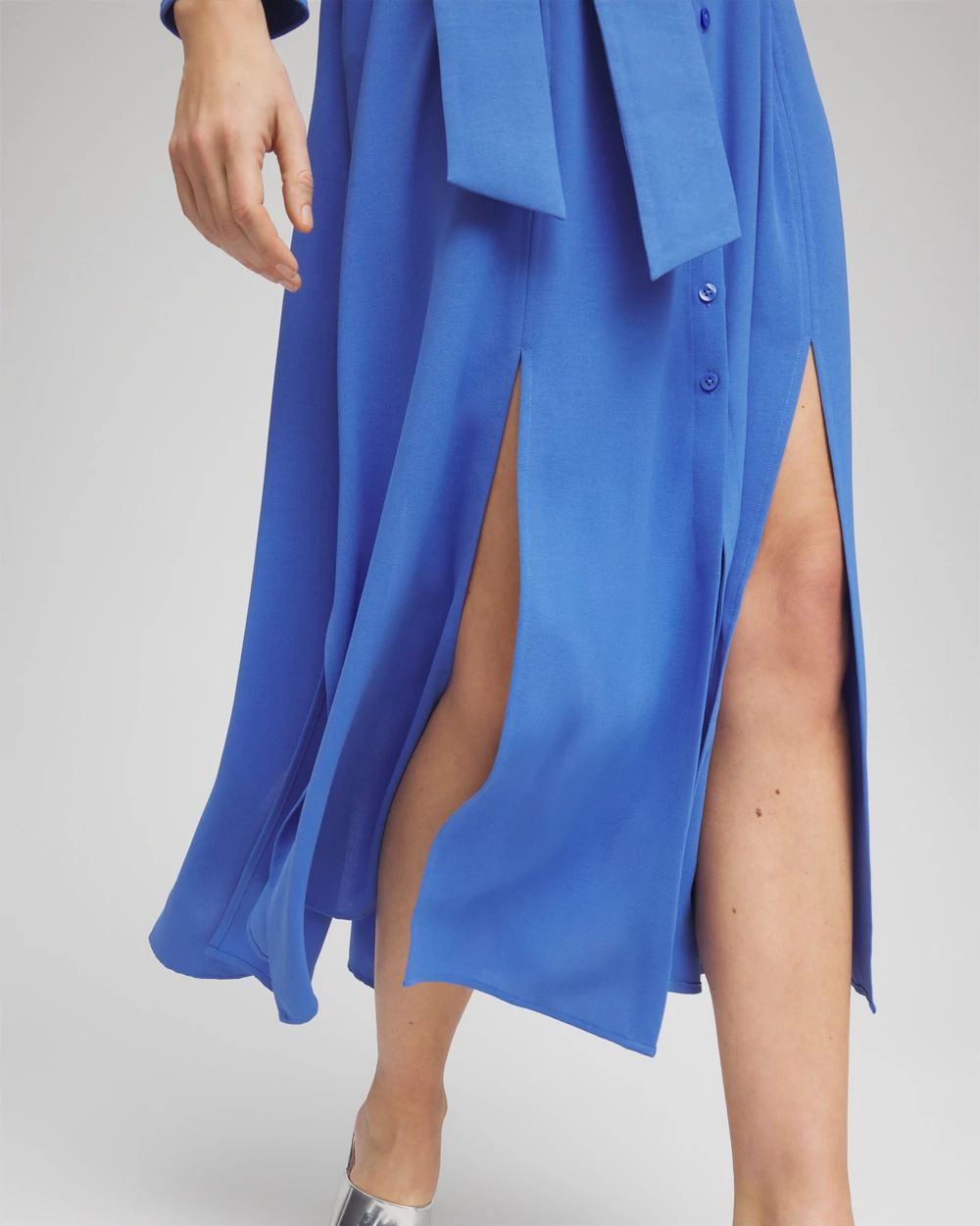 Petite Belted Split Hem Maxi Shirtdress