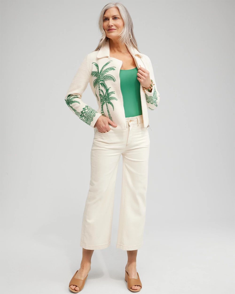 Petite Cropped Seeded Wide Leg Denim