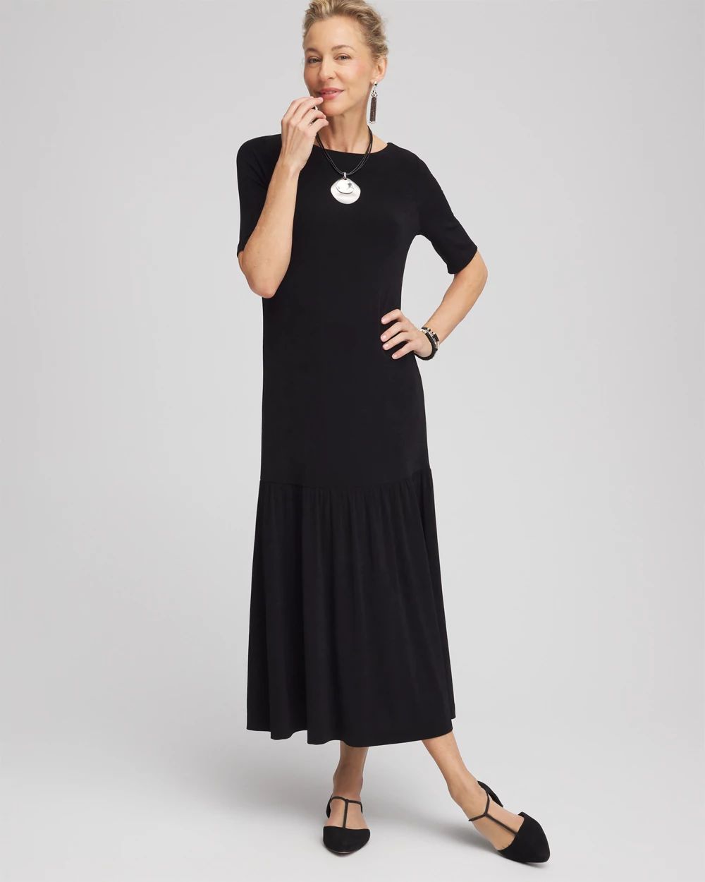 Petite Travelers™ Boatneck Drop-Waist Dress