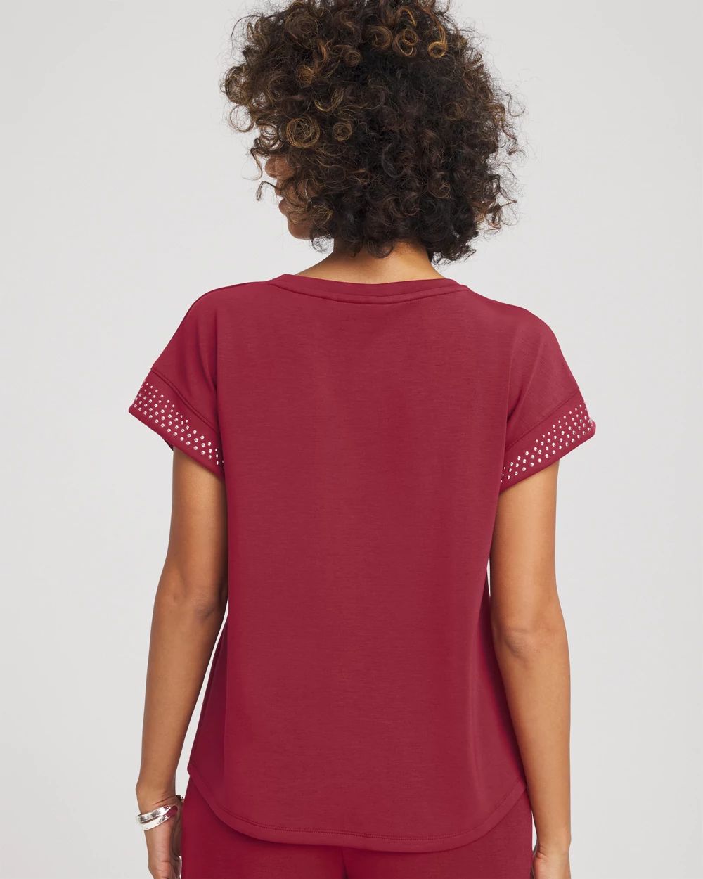 Zenergy® Scuba Embellished Short-Sleeve Top