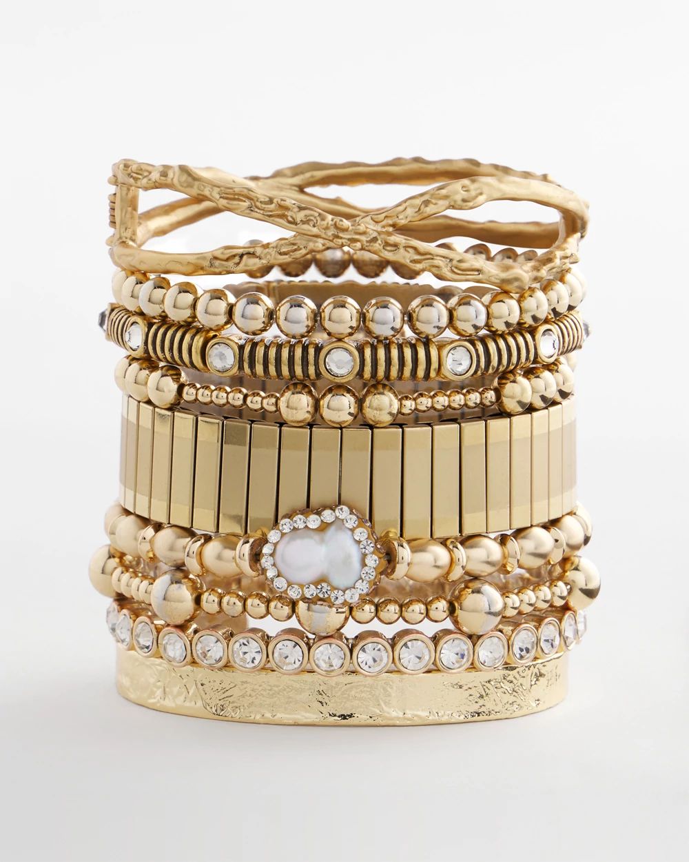 Goldtone Freshwater Pearl Stretch Bracelet