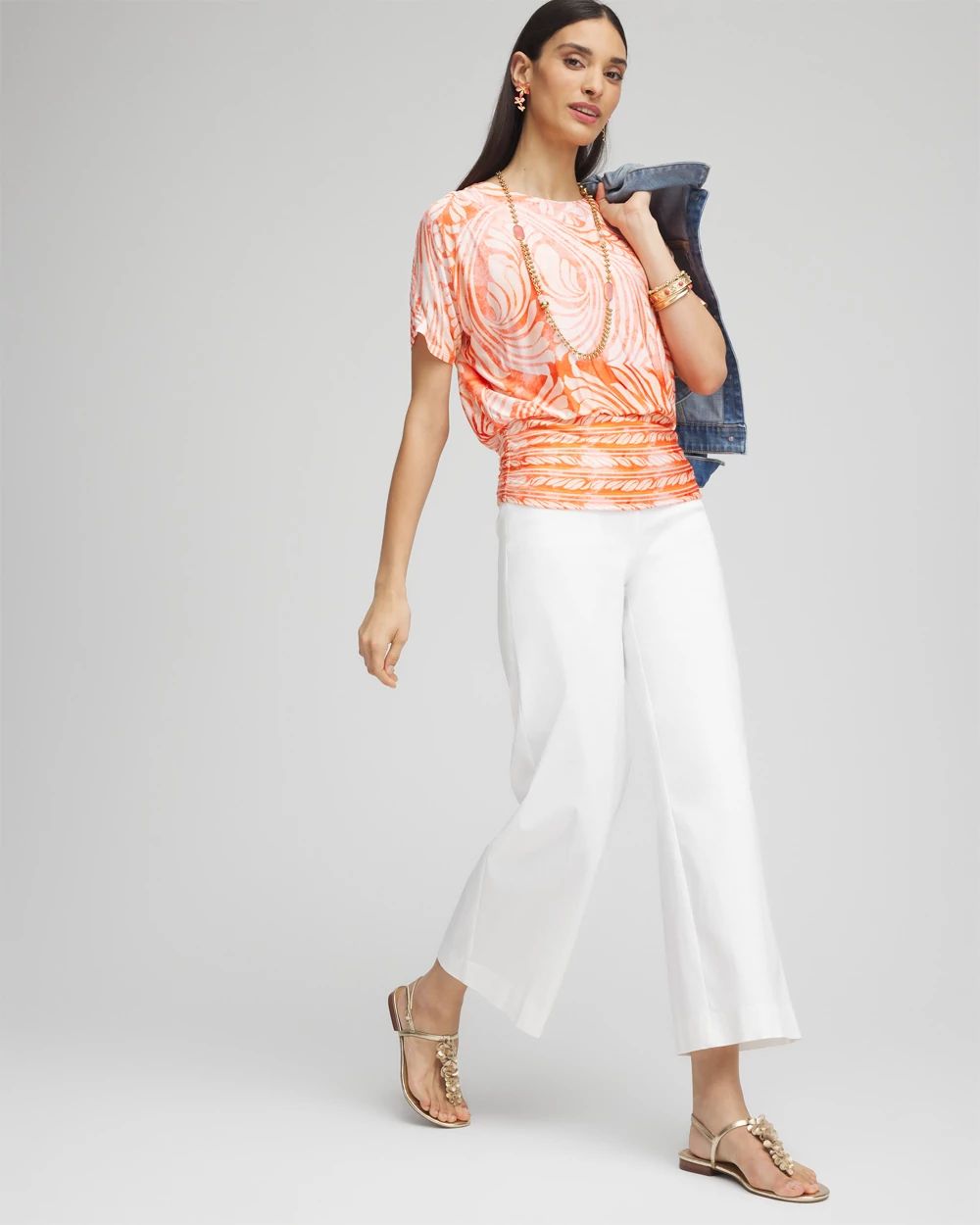 Touch of Cool™ Mesh Ruched Banded Hem Top