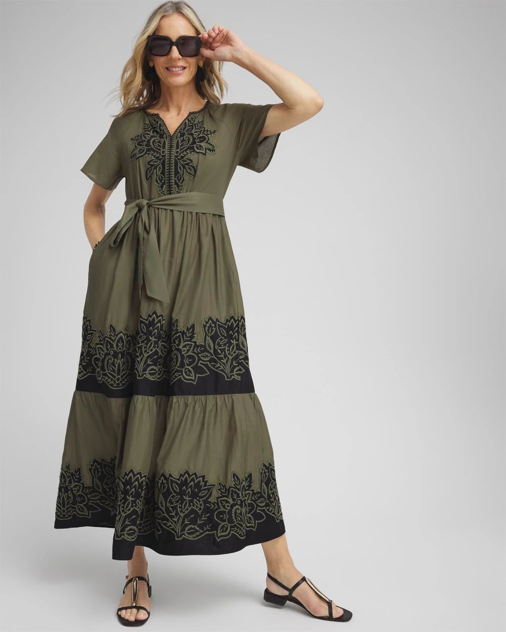 Cotton Embroidered Tier Dress