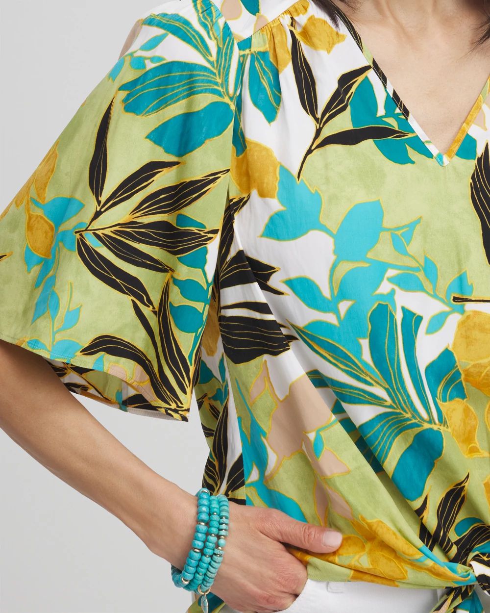 Flutter Sleeve Tie-Front Top