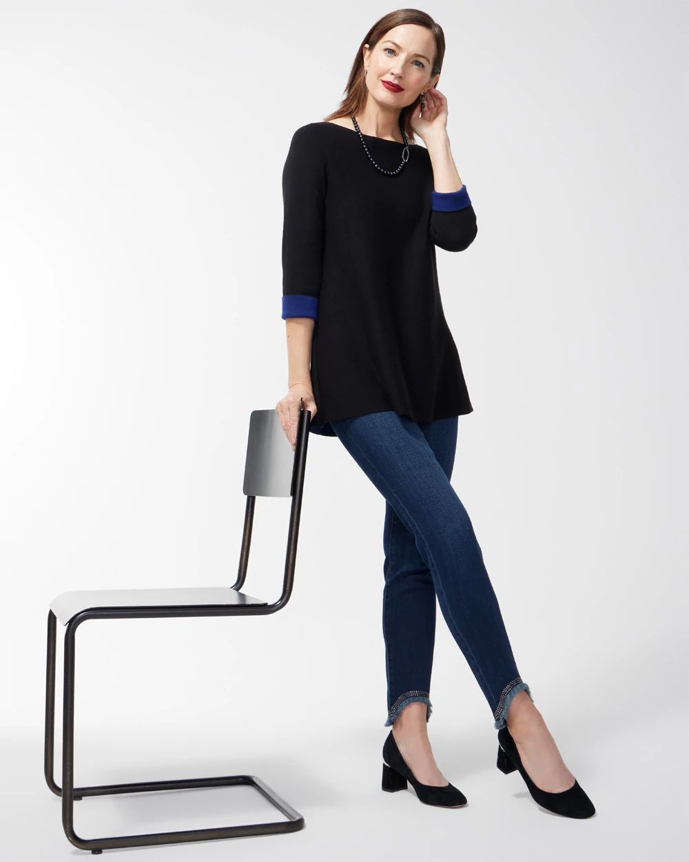 Black Double Knit Pullover Sweater
