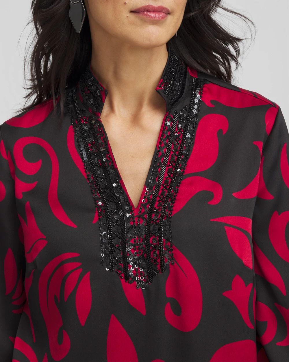 Embellished Neck Kurta Top