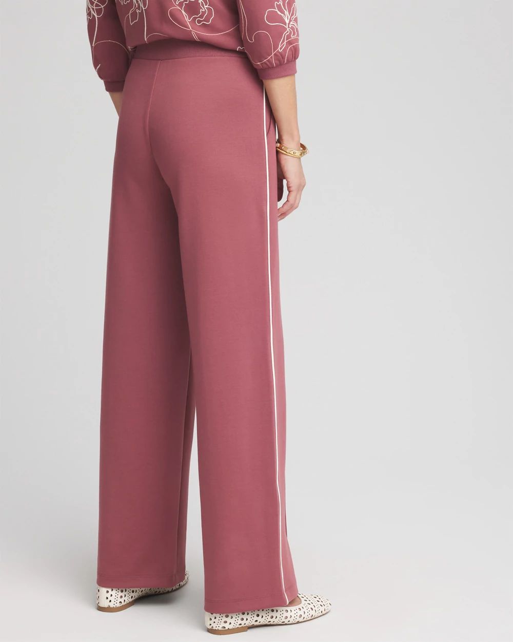 Petite Zenergy® Double-Knit Striped Wide Leg Pants