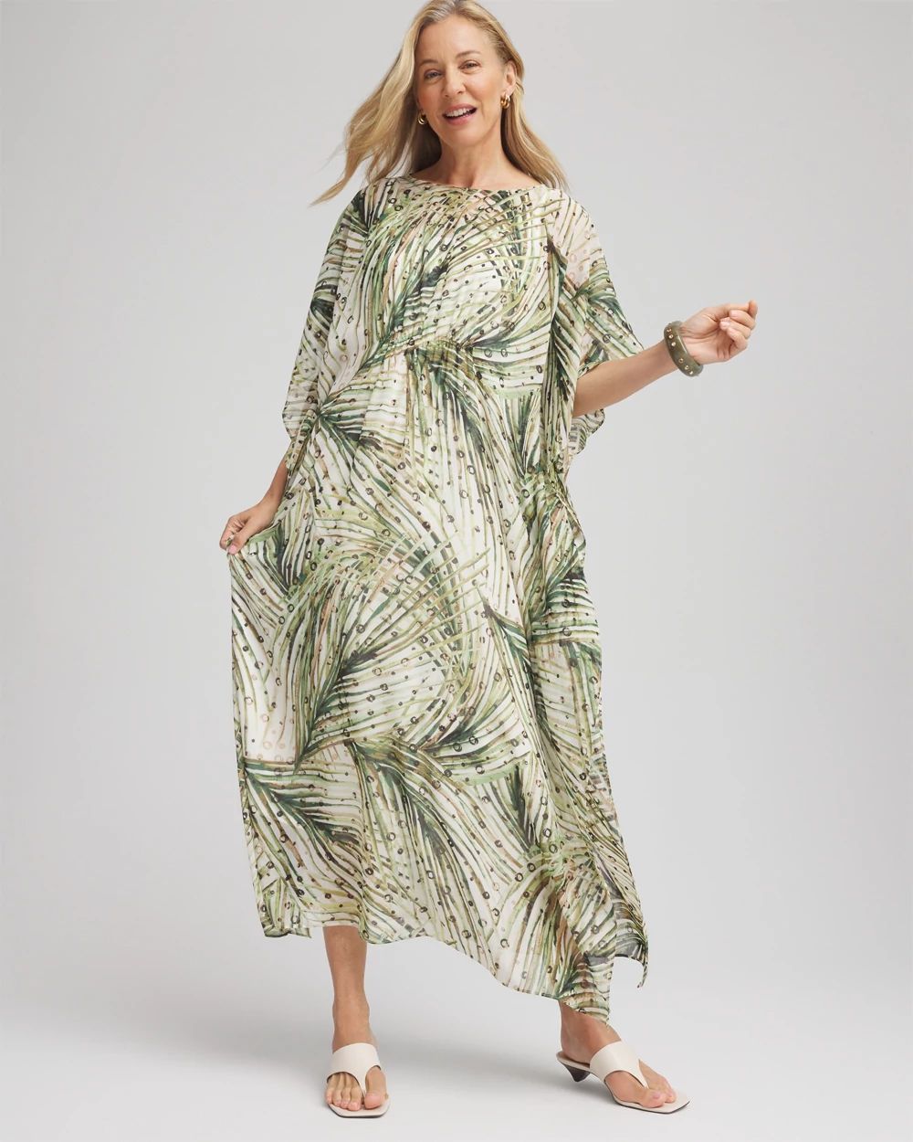 Petite Crinkle-Chiffon Kaftan Dress
