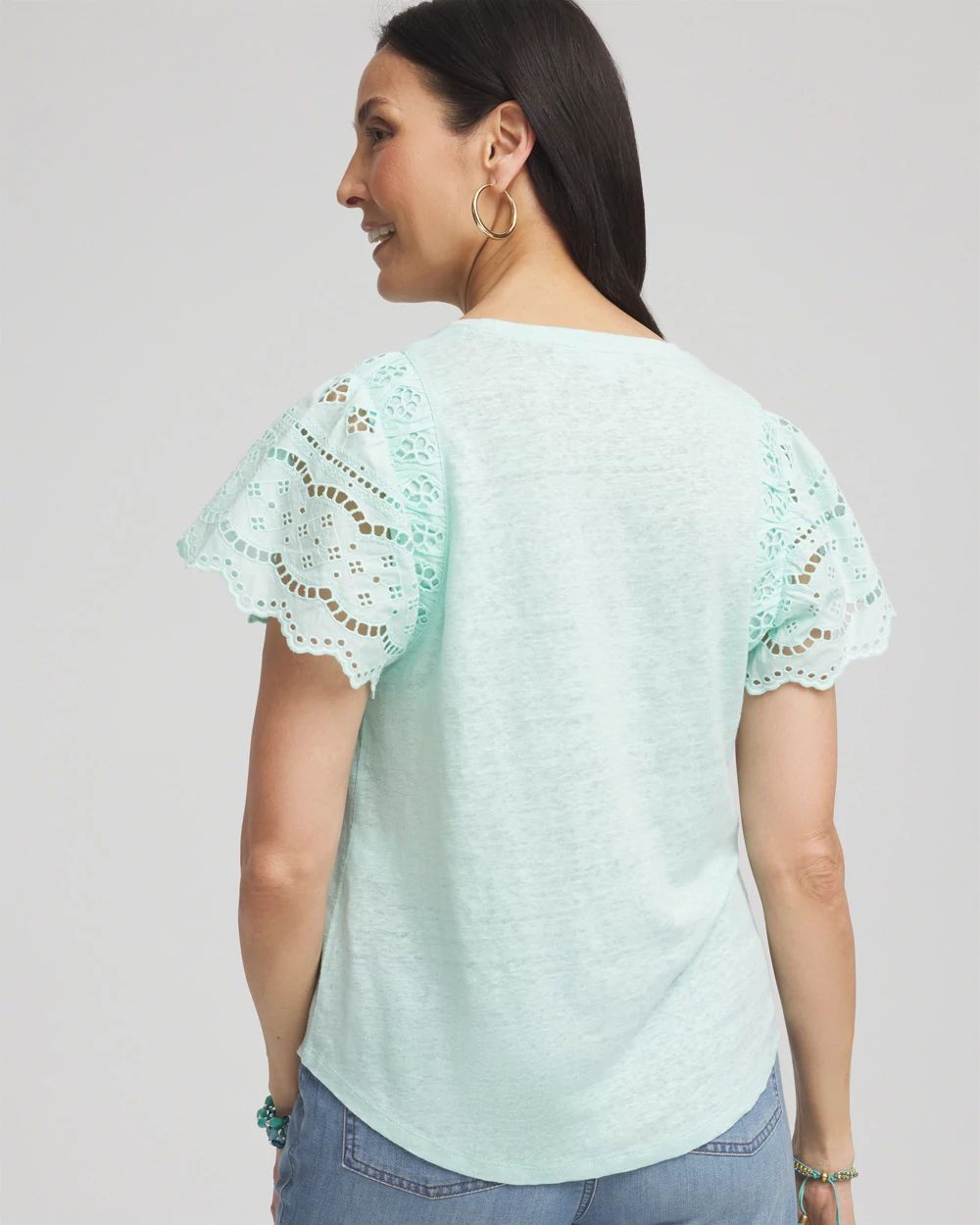 Linen Embroidered Lace Tee