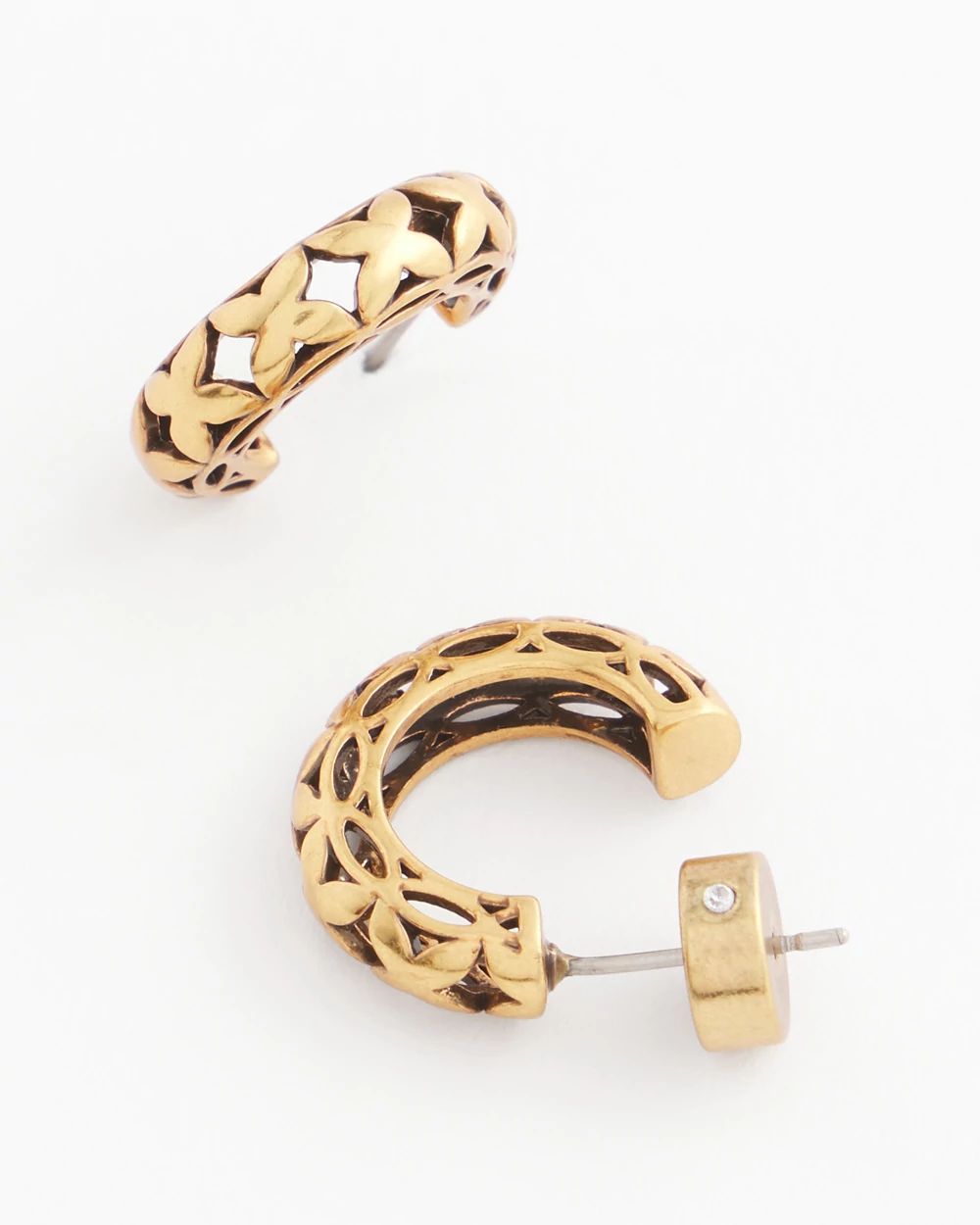 No Droop® Textured Gold Tone Hoop Earrings