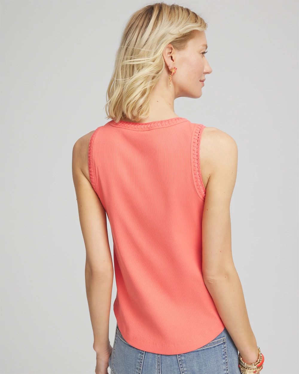 Ribbed Crochet-Trimmed Tank