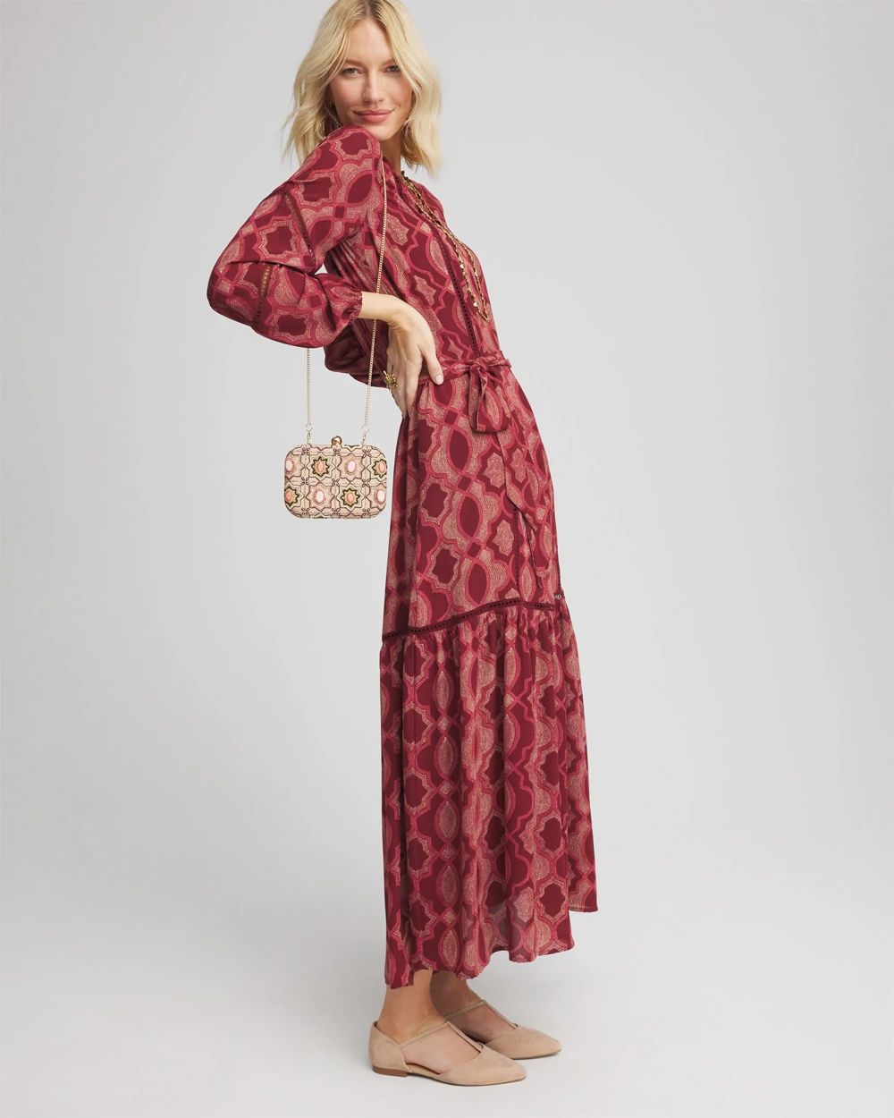 Petite Tile Print Maxi Dress