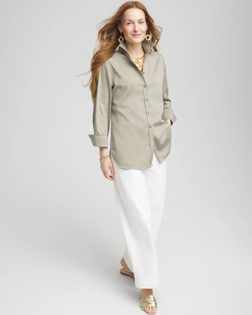 No Iron™ 3/4 Sleeve Stretch Shirt