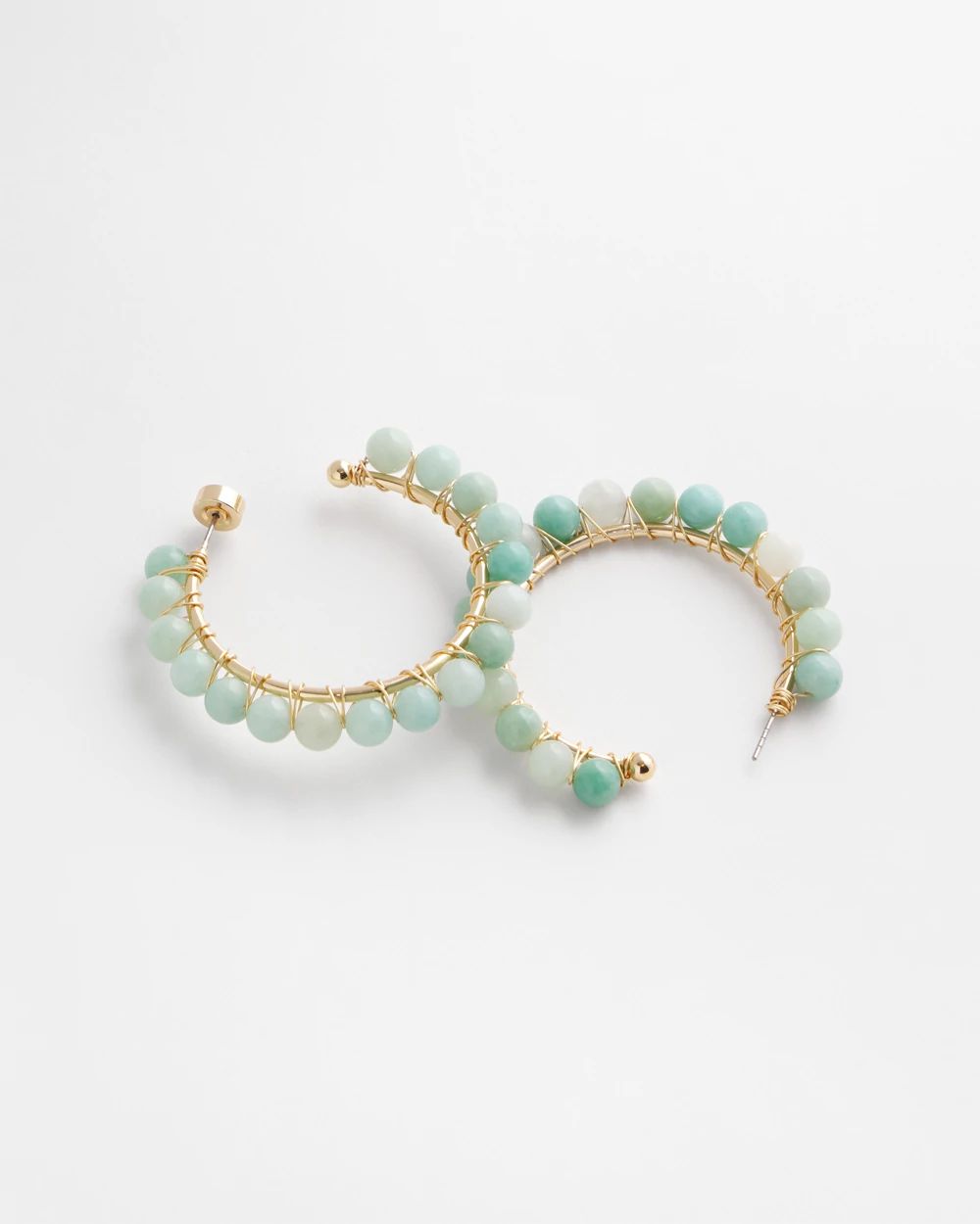 No Droop™ Genuine Amazonite Stone Hoop Earrings