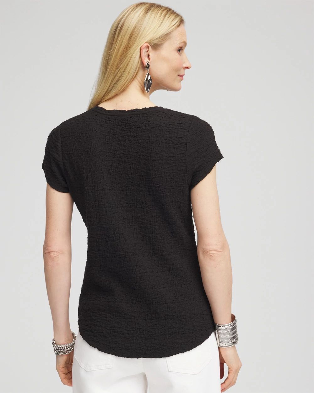 Textured Cap Sleeve Tee