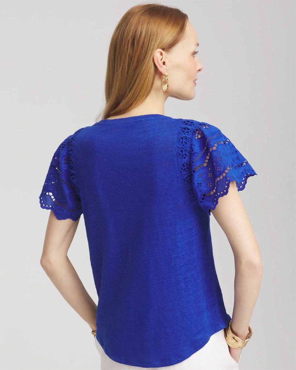 Linen Embroidered Lace Tee