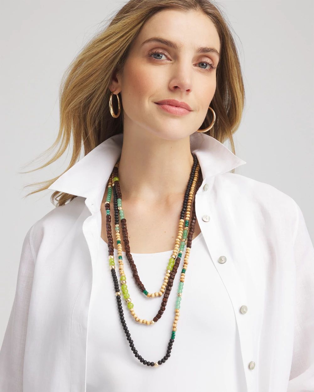 Layered Colorblock Wood Bead Necklace