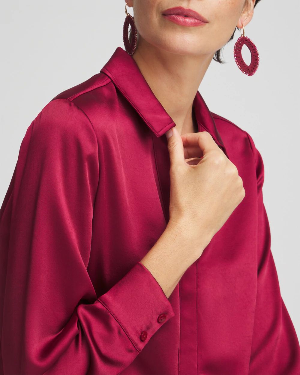 Satin Bubble Hem Shirt
