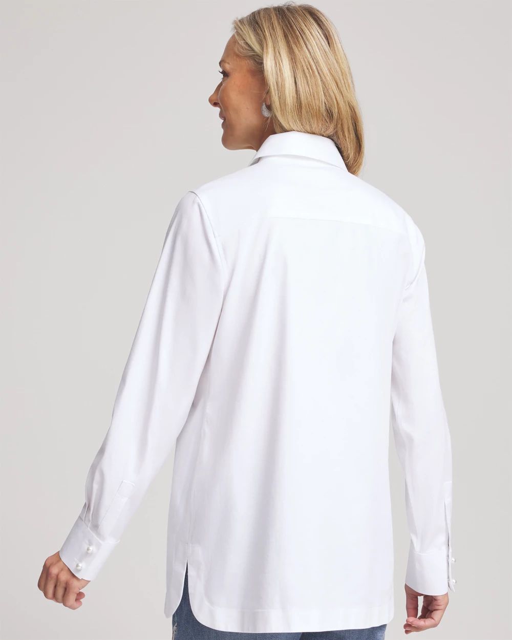 No Iron™ Faux Pearl Button Tunic